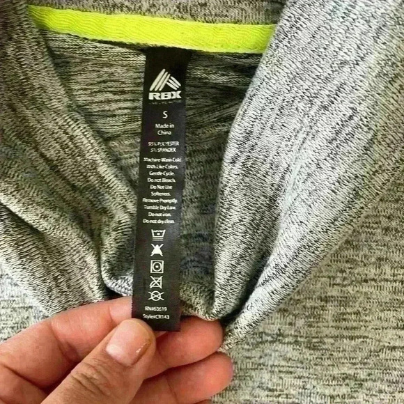 RBX Womens Gray  Fluorescent Yellow Turtleneck Sweatshirt Kangaroo Pocket Size S - Picture 5 of 6